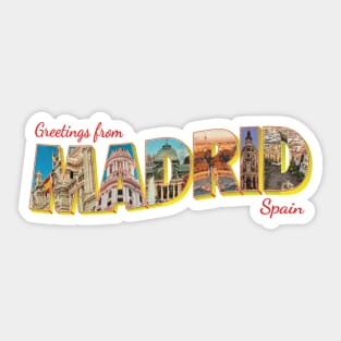 Greetings from Madrid in Spain vintage style retro souvenir Sticker
